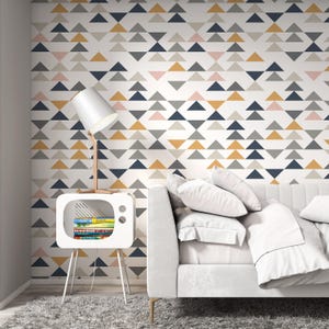 Papier peint triangles scandinaves, papier peint abstrait géométrique, décoration murale minimaliste moderne, papier peint amovible, papier peint auto-adhésif