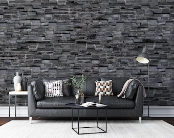 Papel pintado de ladrillo negro, papel pintado geométrico moderno removible