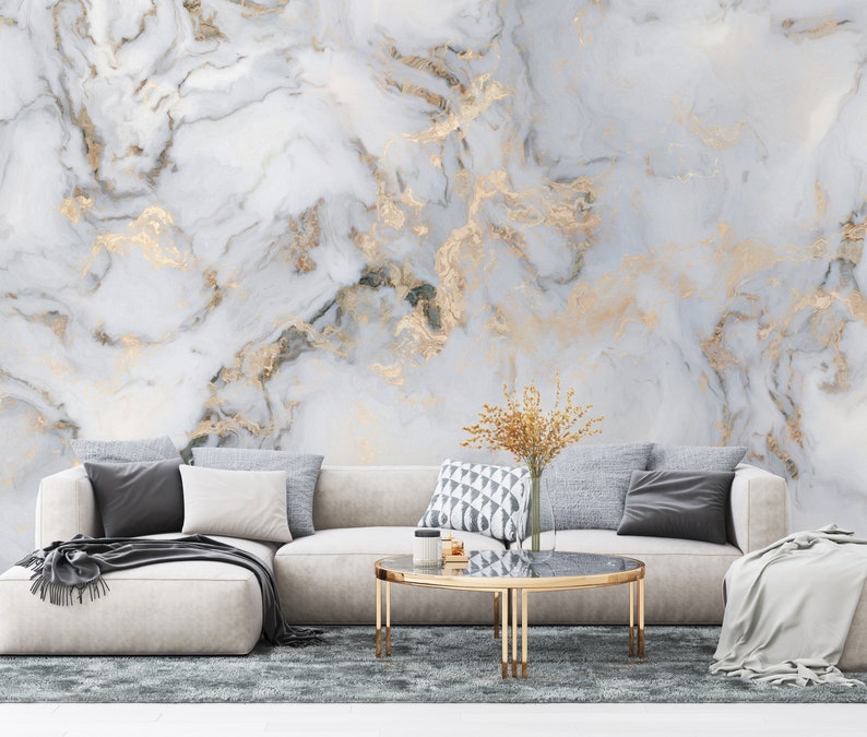 White Marble Gray Wallpaper, Marble Wall Mural, Marble Texture Look Wallpaper, Abstract Art Wallpaper, Peel and Stick Modern Wallpaper image 4