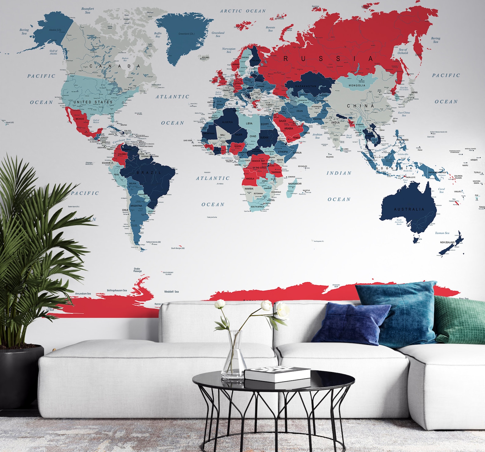 Customized Large World Map Wall Decal World Map Wallpaper Etsy