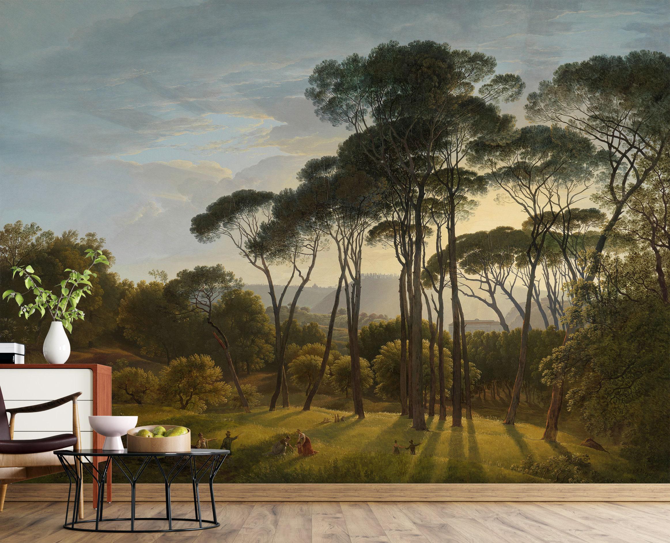Pastoral Forest Wallpaper Mural | Vintage Style, Peel and Stick - Etsy