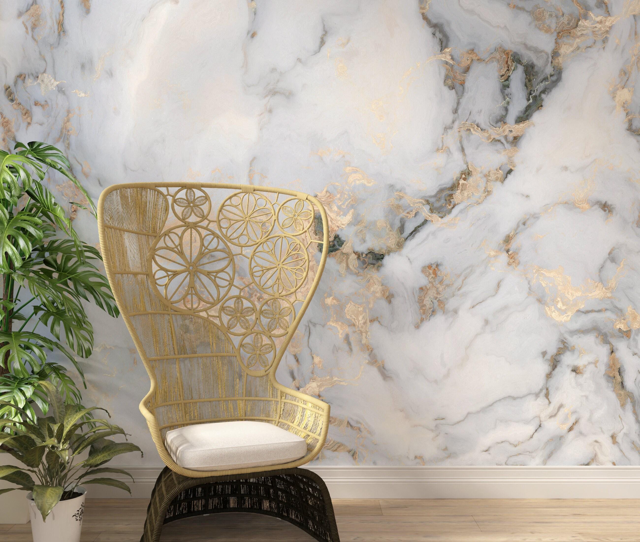 White and Gold Marble Wallpaper Mural | Peel and Stick - Etsy