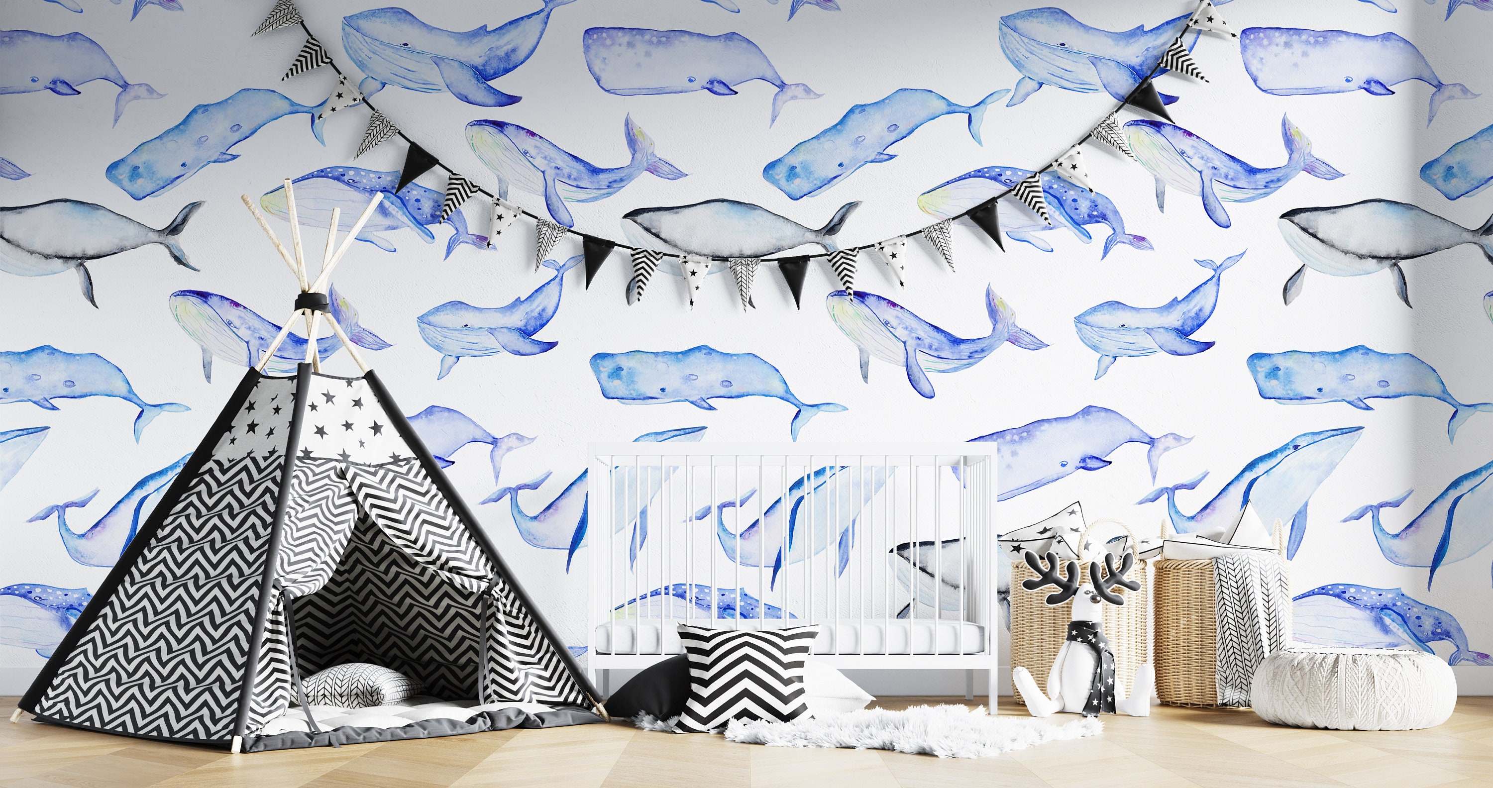 Peel and Stick Wallpaper Kids Room Decor Wallpaper Blue Sea Etsy