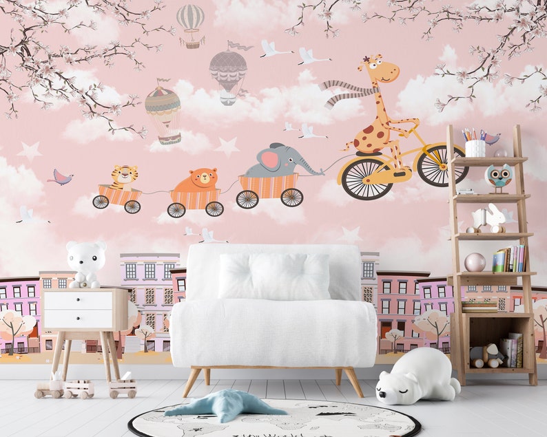 Bicycle Riding Animals Wallpaper Peel and Stick Wallpaper - Etsy