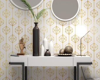 Gold Honeycomb Geometric Wallpaper | Peel and Stick Mural