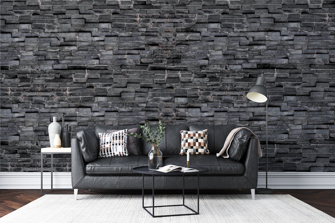 Black Brick Wallpaper, Modern Wallpaper, Minimalistic Wallpaper