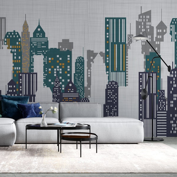 Cityscape Wall Decal - Etsy