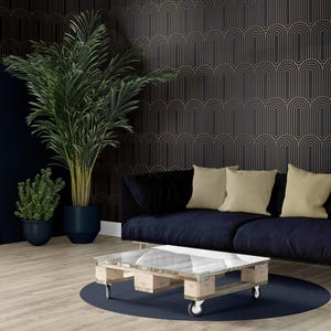 Black Gold Art Deco Wallpaper | Geometric Arch Wall Mural image 3