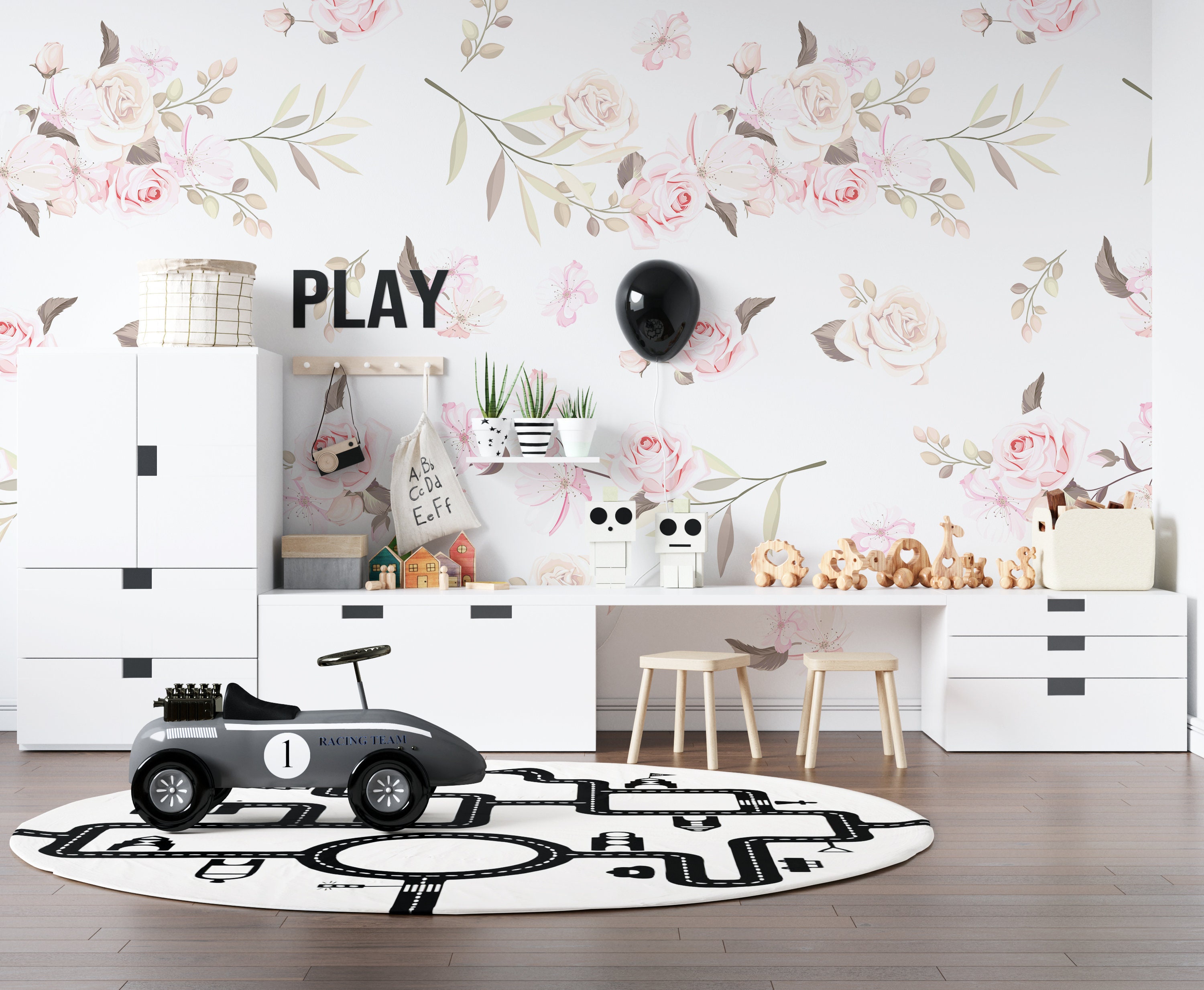 Watercolor Floral Wallpaper Home Decor Wallpaper Flowers Etsy