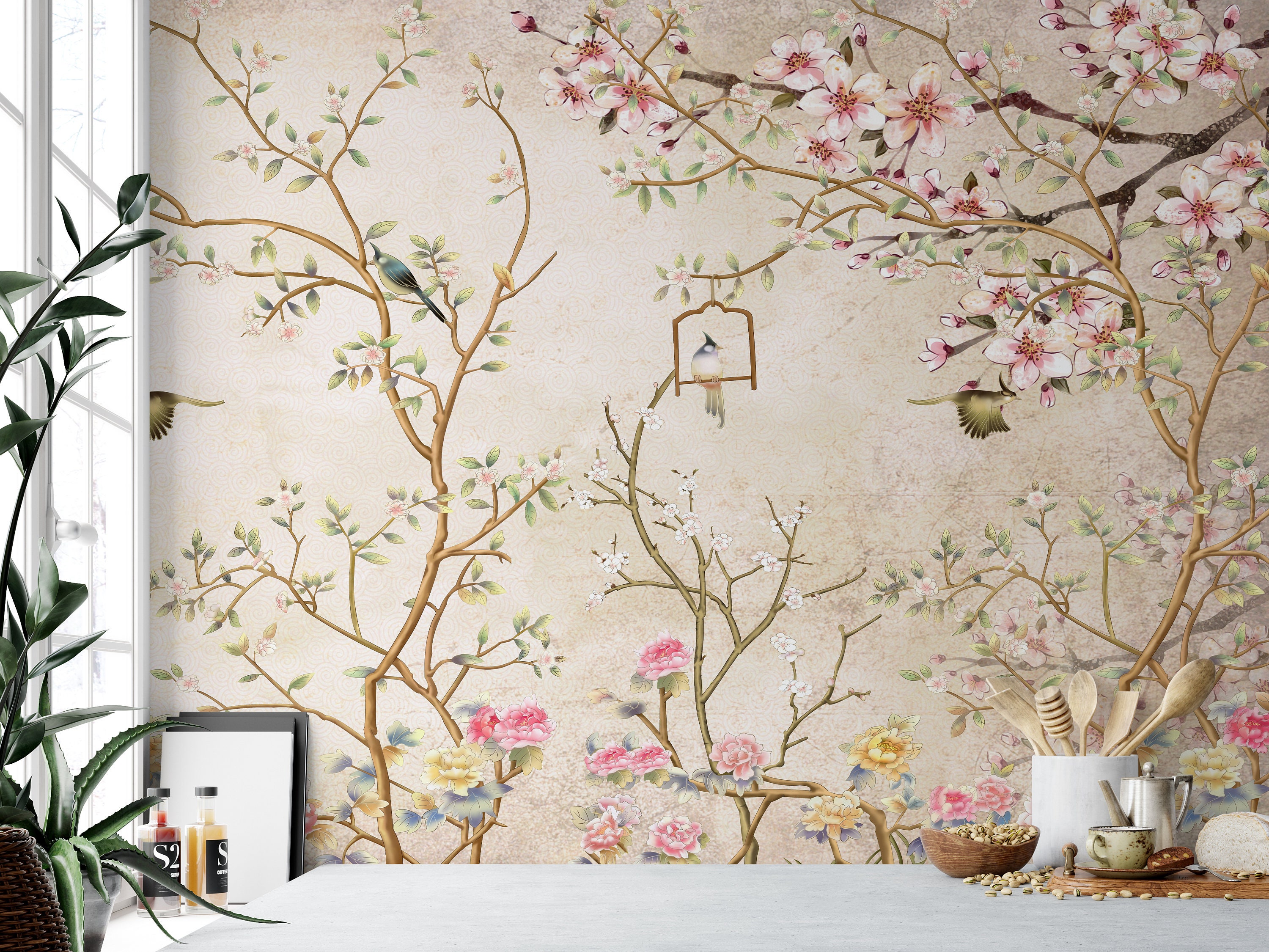 Chinoiserie Wallpaper Vintage Decor Wallpaper Wall Mural - Etsy Chinoiserie Wallpaper Vintage Decor Wallpaper Wall Mural - Etsy