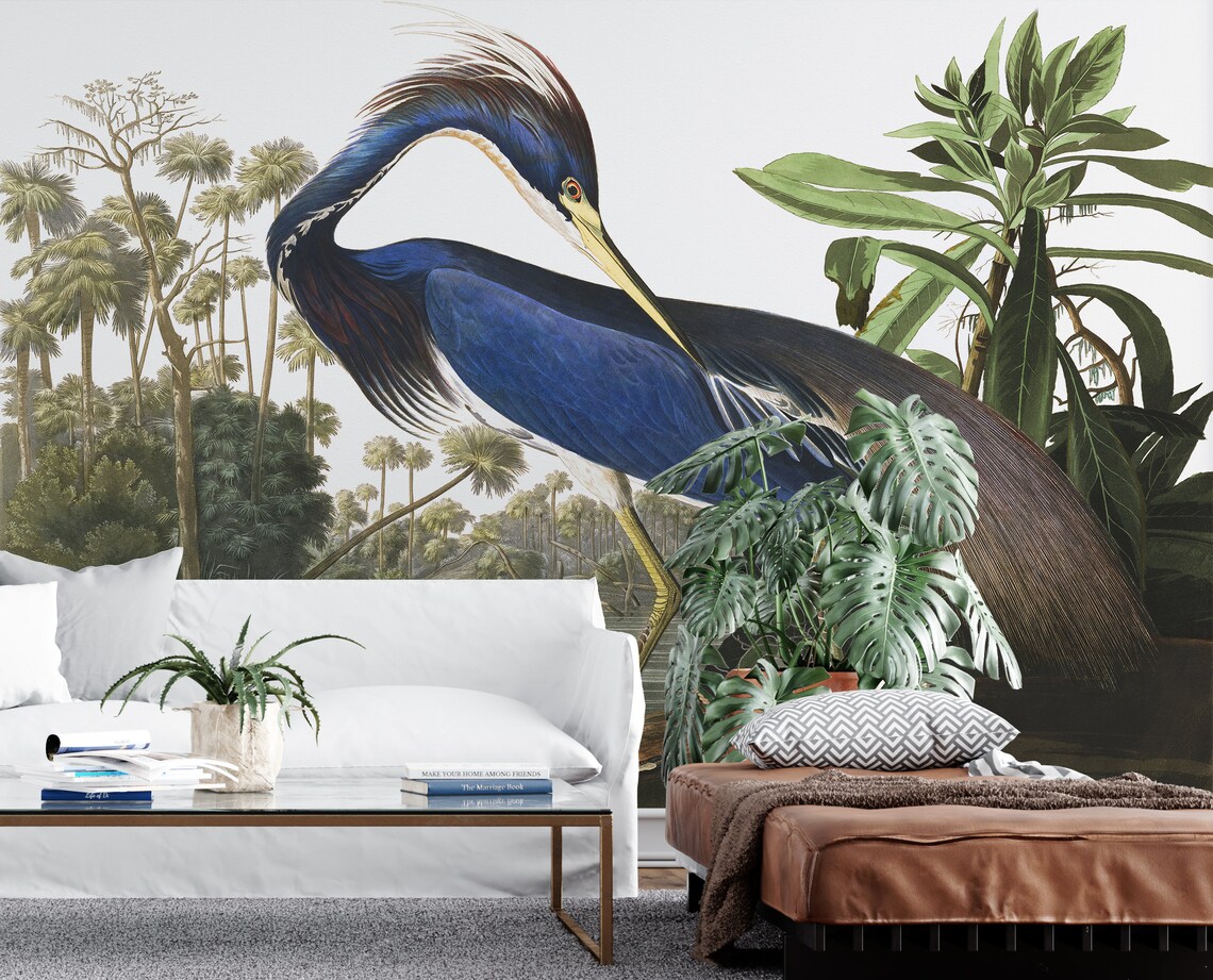 Tropical Wallpaper Blue Heron Bird Wallpaper Nature Etsy