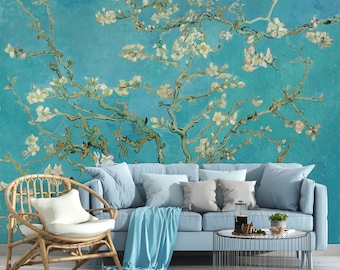 Almond Blossom Floral Wallpaper, Chinoiserie Wallpaper, Flowers Wallpaper, Removable Wall Mural, Peel And Stick Selfadhesive Wallpaper