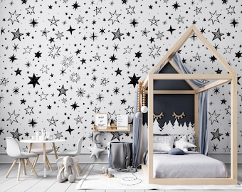 Star Night Sky Wallpaper – Removable Peel and Stick Wall Mural – Gold ...