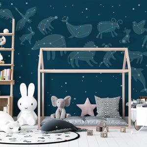 Kids Wallpaper, Constellations Wallpaper, Space Stars Wallpaper, Animals Wallpaper, Peel and Stick Wallpaper