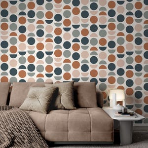 Carta da parati scandinava minimale, carta da parati temporanea moderna, carta da parati semicircolare, carta da parati staccabile e adesiva, carta da parati autoadesiva
