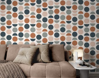 Scandinavian Semi Circles Wallpaper, Modern Peel and Stick