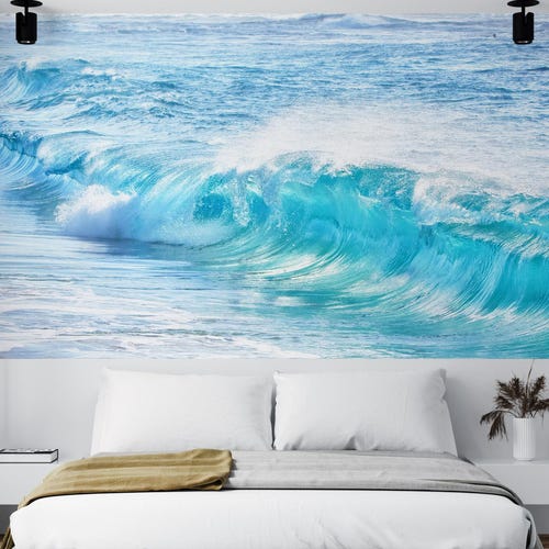 Blue Wave Sea Landscape Wallpaper, Peel and Stick Wall Mural