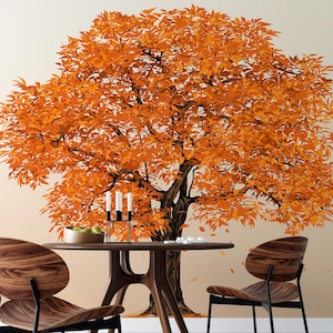 Autumn Tree Wall Mural - Fall Foliage Wallpaper - Peel & Stick or Traditional - Nature Inspired Home Decor