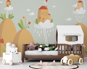 Cloud House Kids Wallpaper, Mountain Plants, Peel and Stick