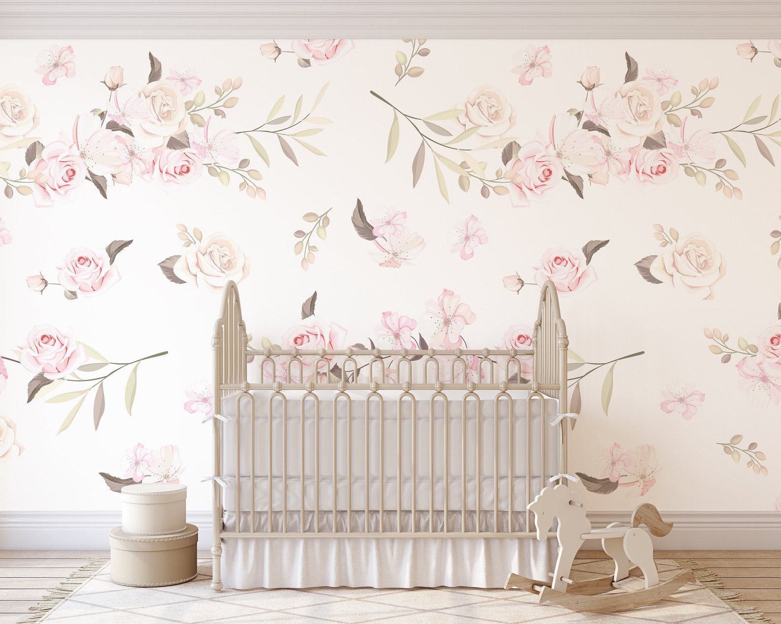 Watercolor Floral Wallpaper Home Decor Wallpaper Flowers Etsy