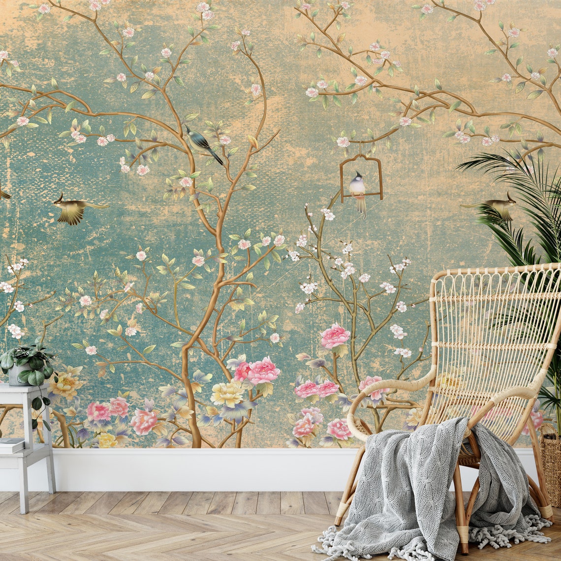 Chinoiserie Peel and Stick Wallpaper Home Decor Wallpaper Etsy