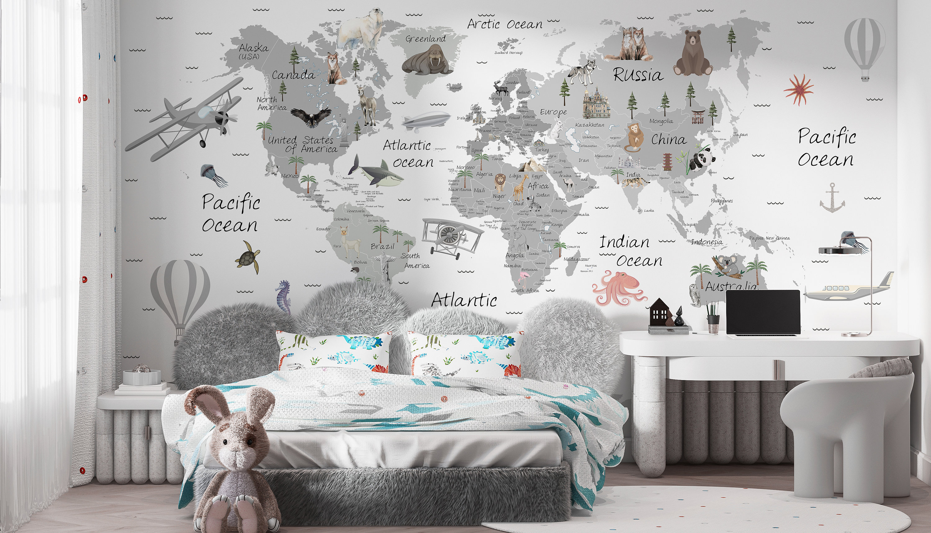 Avikalp MWZ3627 World Map Names Countries Continents HD Wallpaper – Avikalp  International - 3D Wallpapers