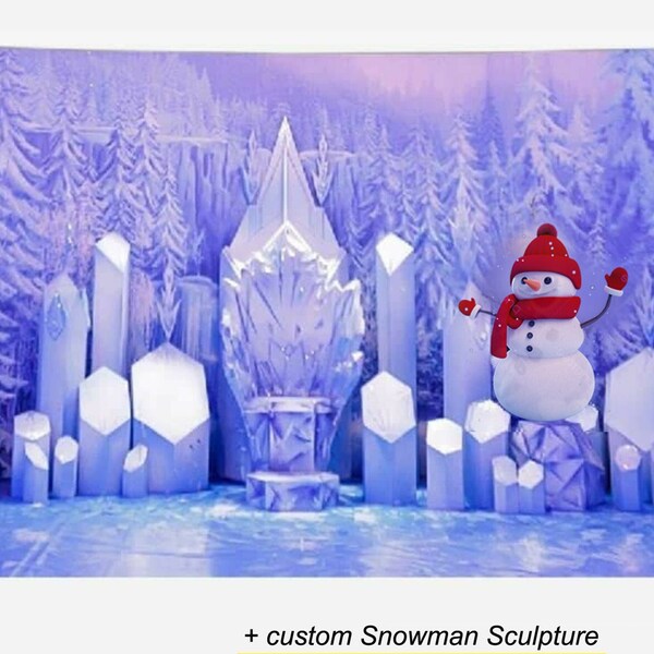 Full Winter Props Set: Castle, Throne, Snowman Sculpture, Ice Crystals • Large Castle Party Decoration • New Year Christmas Event Foam Decor