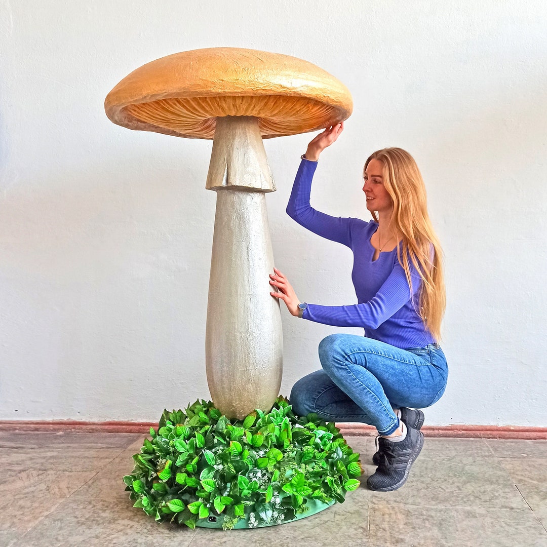 Handmade Paper Mache Champignon Mushroom Sculptures by French