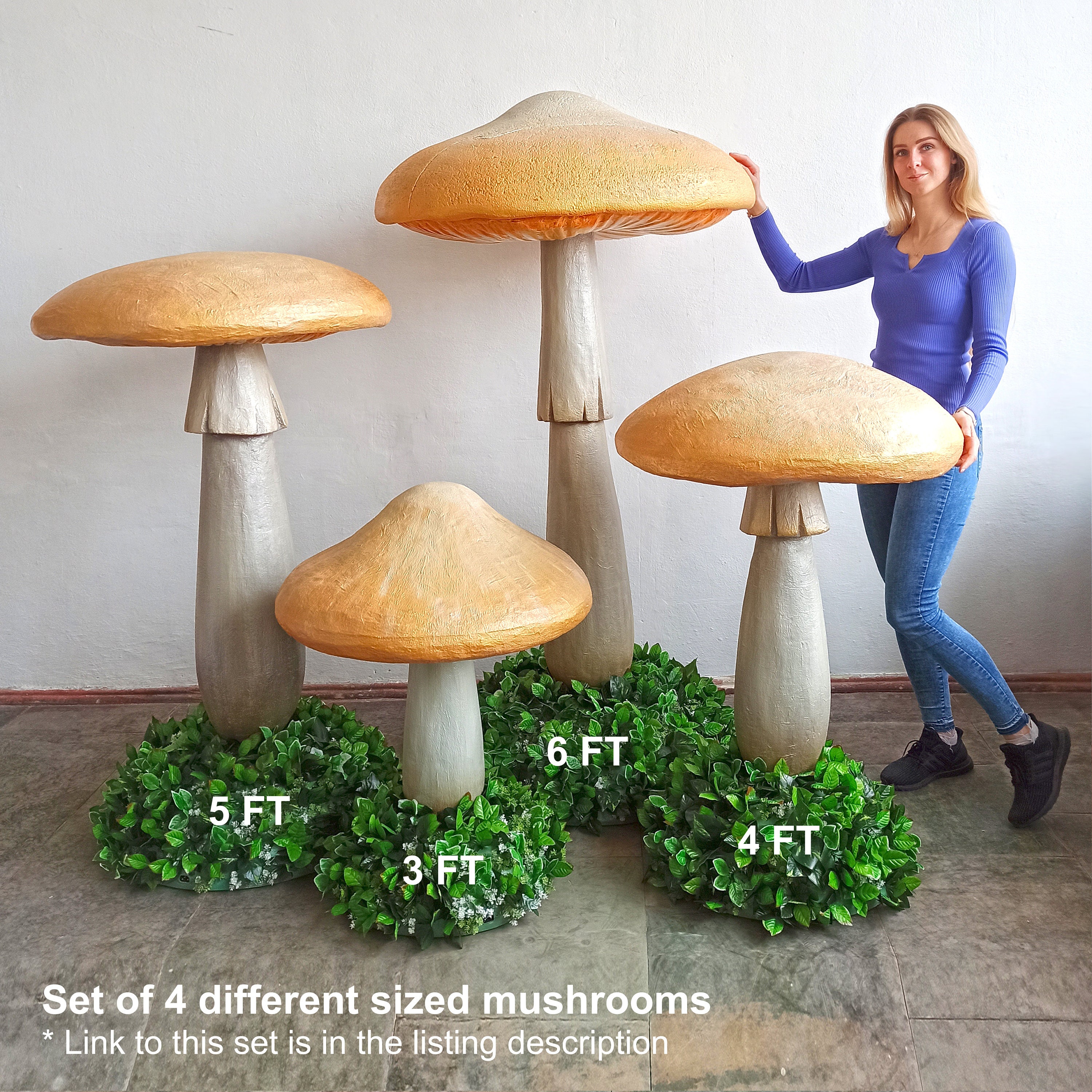 Faux Fungi Toadstools & Mushrooms, up to 13 cm tall by 6 cm