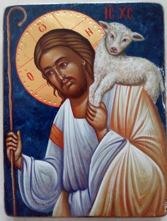 CHRIST THE GOOD SHEPHERD ICON Wood Egg Icon Jesus Genuine Russian Christmas GIFT