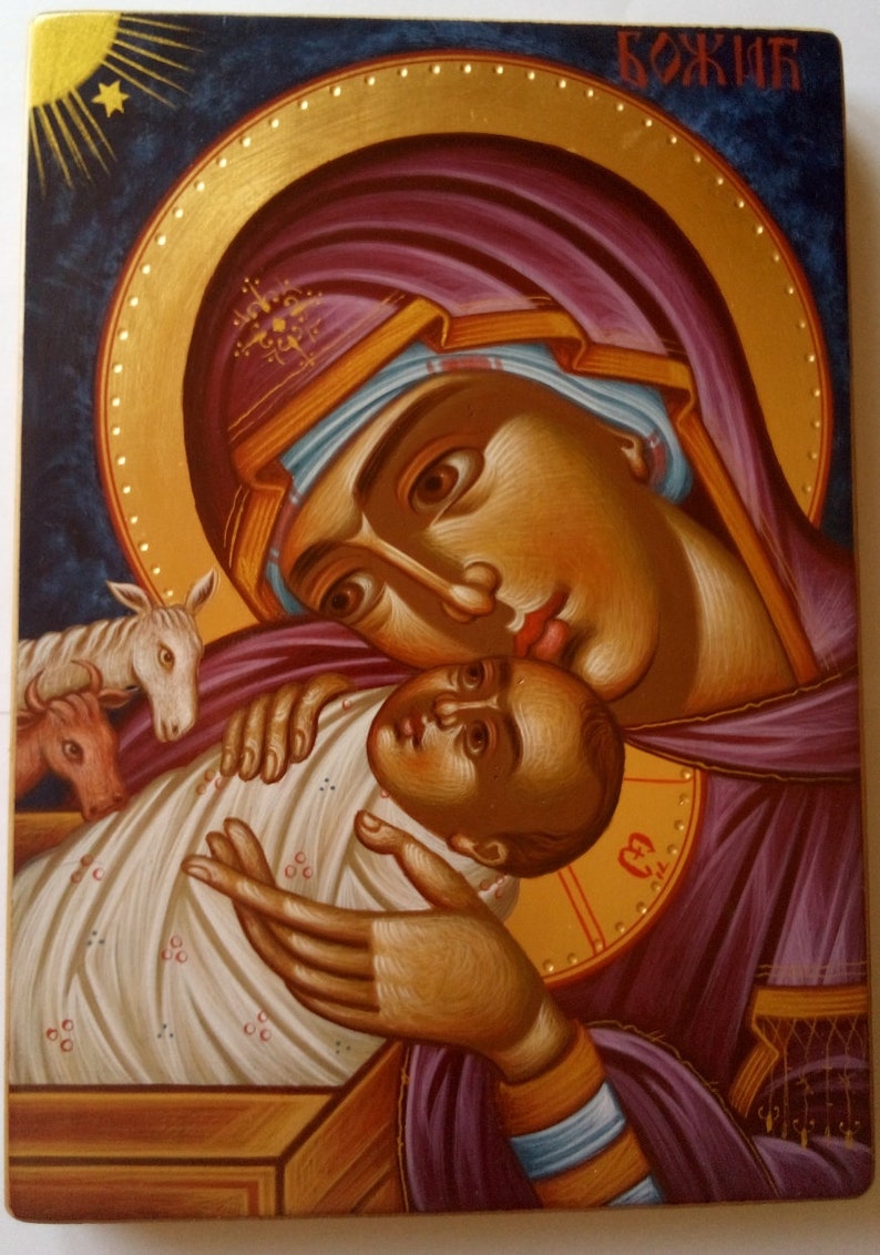 Christmas Virgin Mary Jesus Christorthodox Iconhand Etsy
