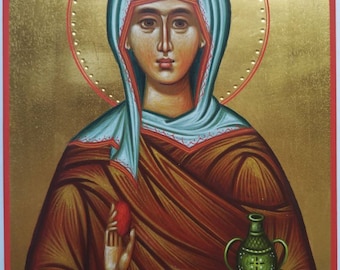 Mary Magdalene icon, 24 carat gold