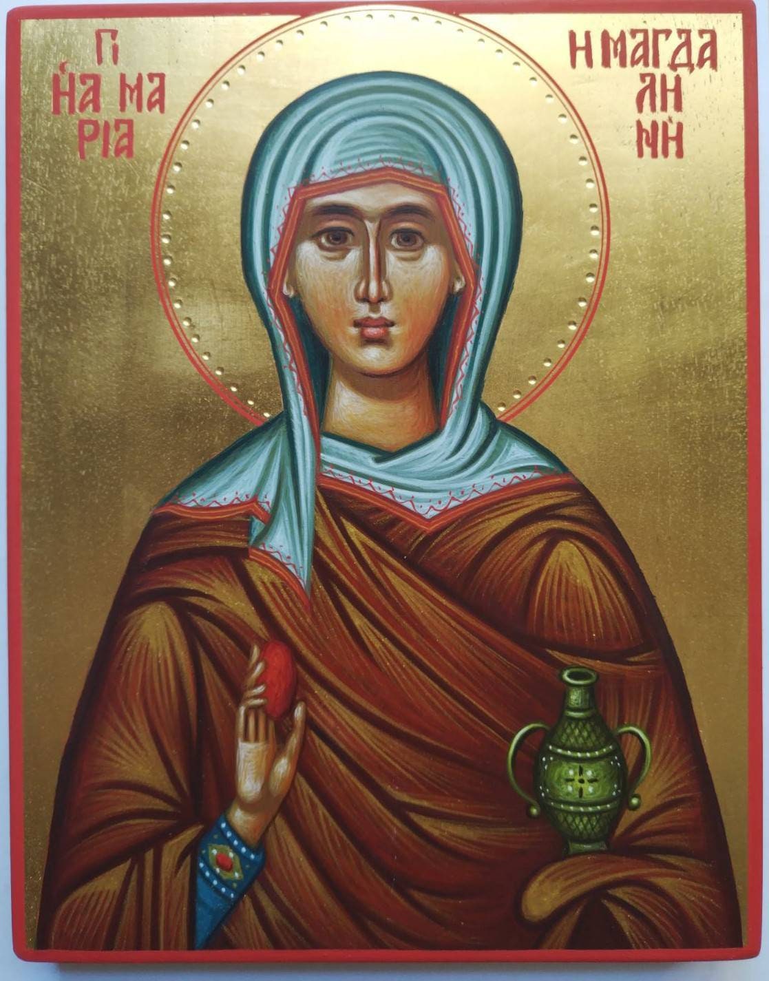 Mary Magdalene icon, 24 carat gold