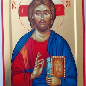 Jezus Christus-icoon, orthodotisch icoon, 24-karaats goud, lindehout