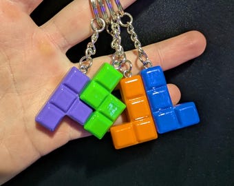 Niedliche bunte Tetris inspiriert Schlüsselanhänger