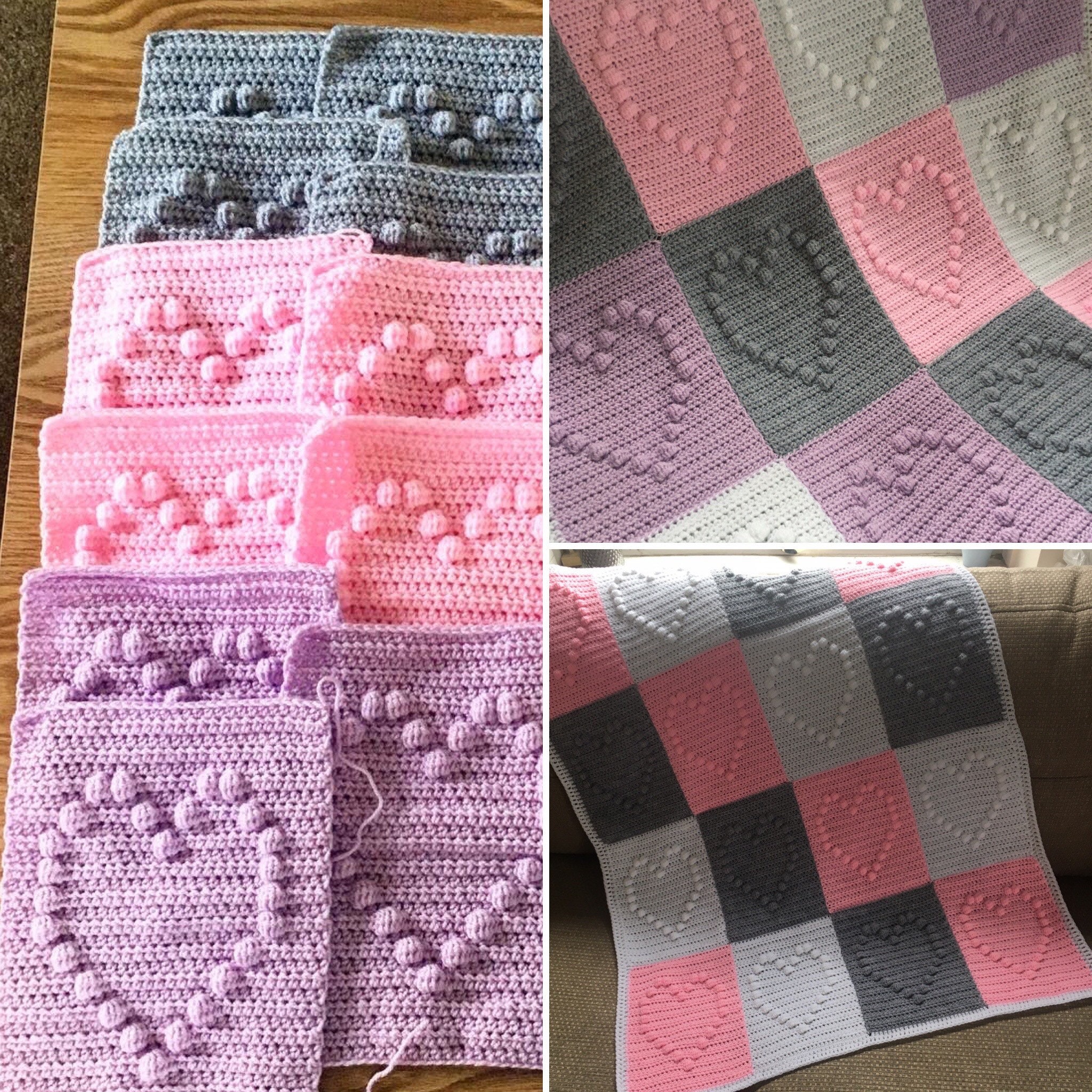 Crochet Heart Bobbles Pattern / Blanket Bobble Pattern Crochet Etsy