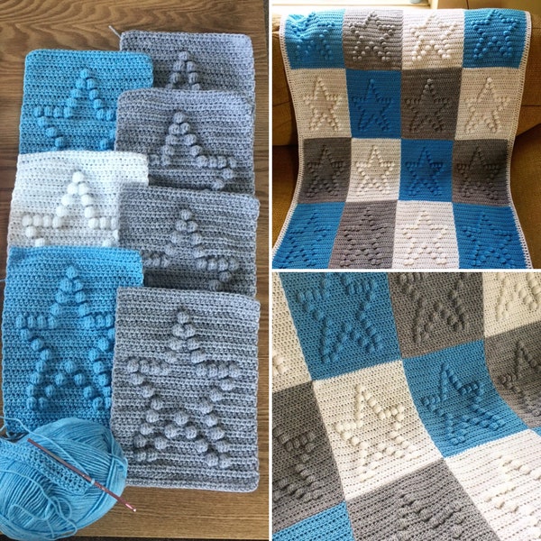 Crochet Star Bobbles Pattern / Blanket Bobble Pattern Crochet