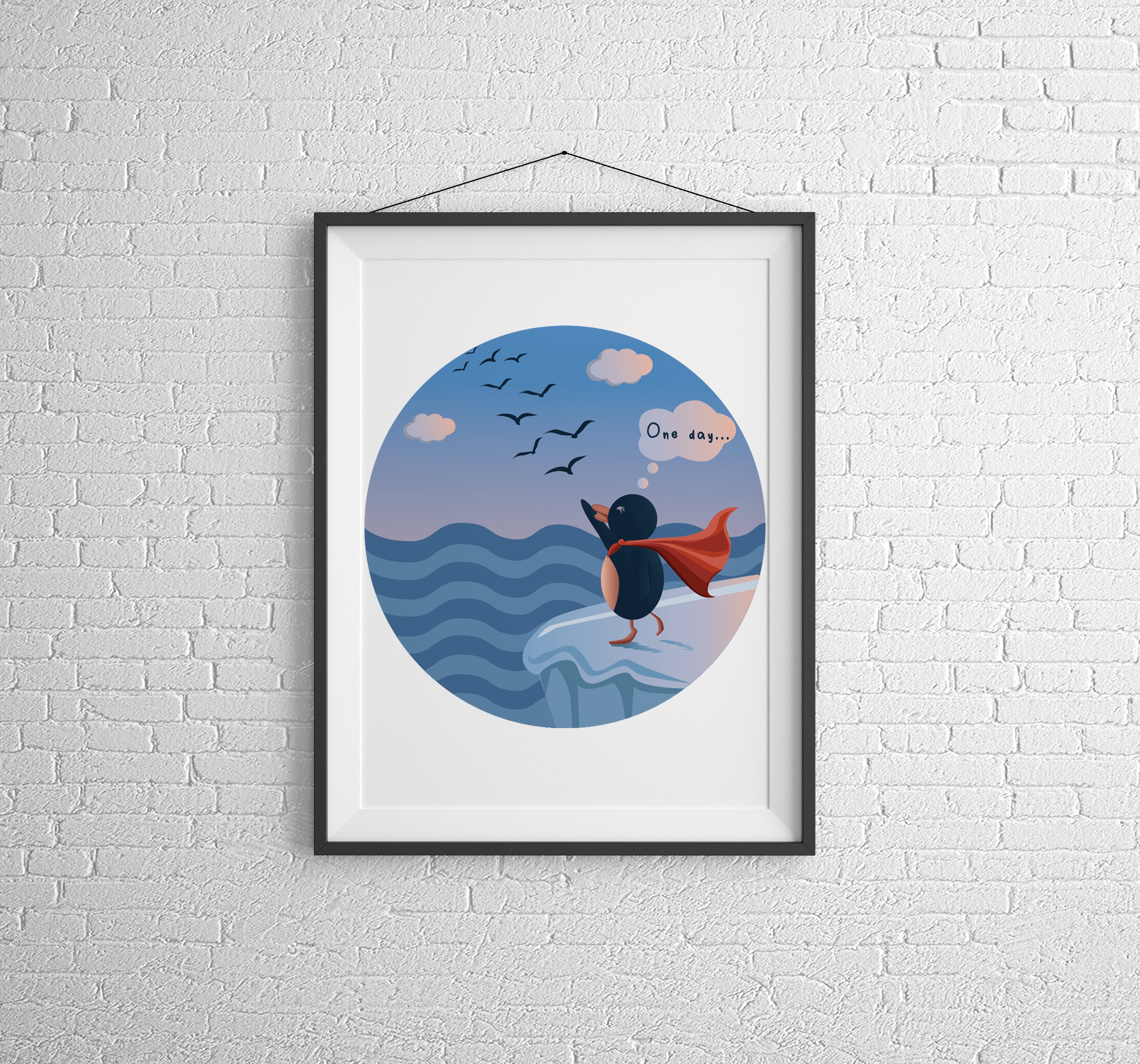 Impression Mignonne de Pingouin ; Citation Inspirante Positive; Art Mural; Affiches Motivationnelles