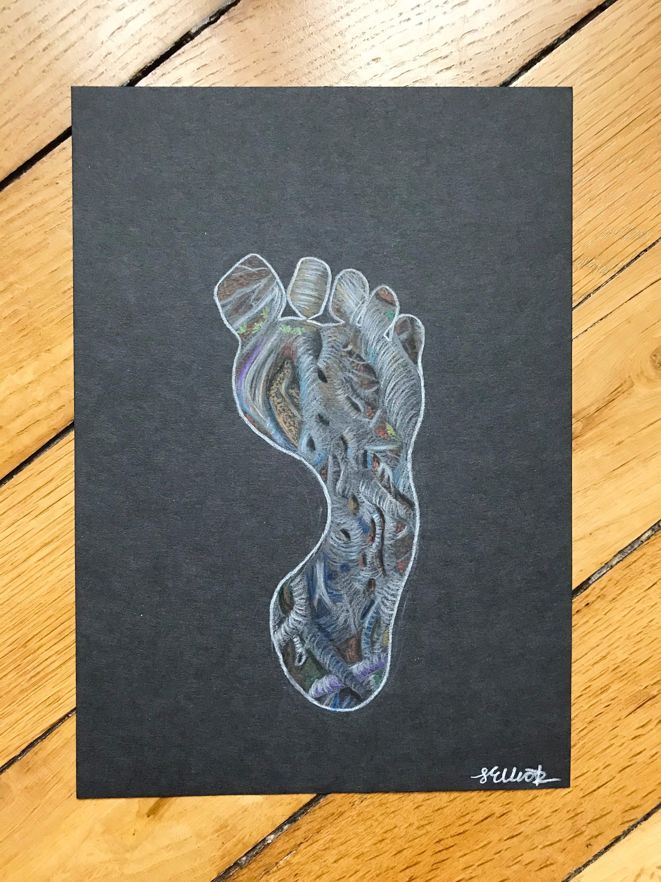 Être Enraciné Rester à La Terre; Décor Mural de Yoga; A4 Dessin Original; Crayons Couleur Art; Art P