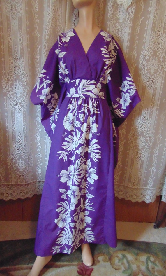 Vtg 1970s Royal Creations Hawaii Purple Cotton Ca… - image 7