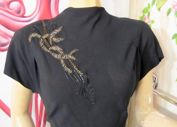 vintage 40's Joan Doris by Rona beaded & draped bl