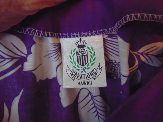 Vtg 1970s Royal Creations Hawaii Purple Cotton Ca… - image 6