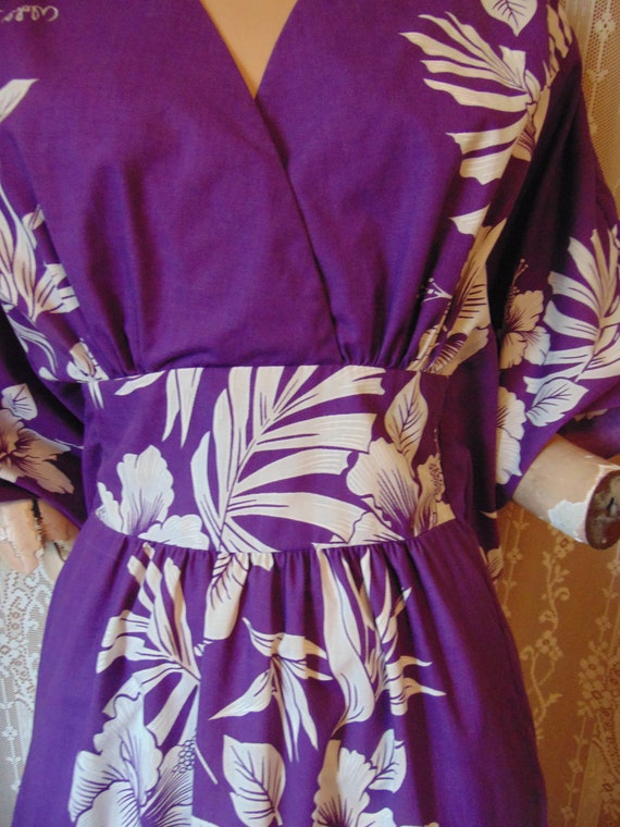 Vtg 1970s Royal Creations Hawaii Purple Cotton Ca… - image 2