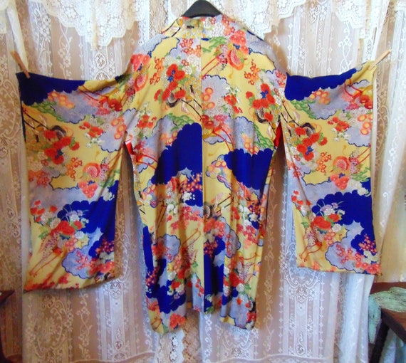 Colorful VTG 1920s Silk Reversible Kimono Ricksha… - image 3