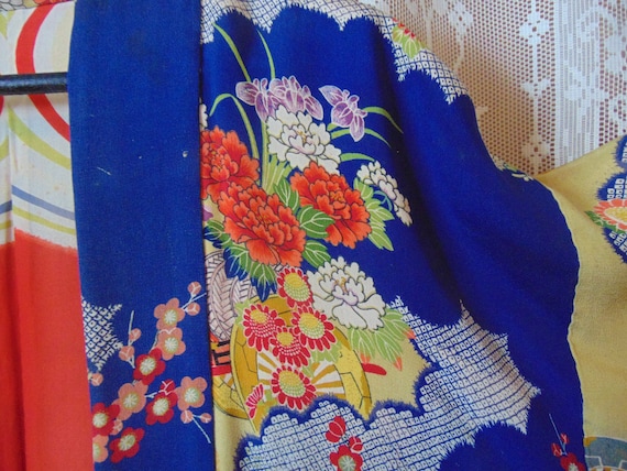 Colorful VTG 1920s Silk Reversible Kimono Ricksha… - image 8