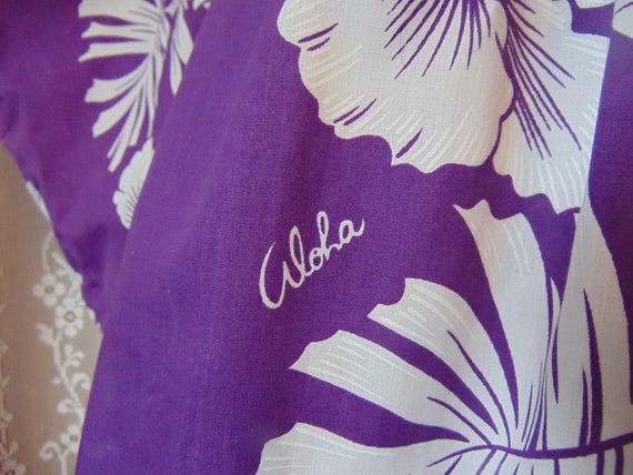 Vtg 1970s Royal Creations Hawaii Purple Cotton Ca… - image 4