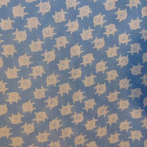 Vtg 40s Blue Rayon Fabric with Fish Design 4 yds by 40 wide