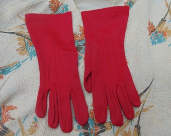 Guanti da polso in nylon rosso Vtg anni '50 M/LG