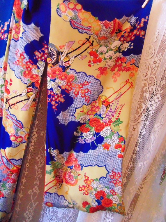 Colorful VTG 1920s Silk Reversible Kimono Ricksha… - image 6