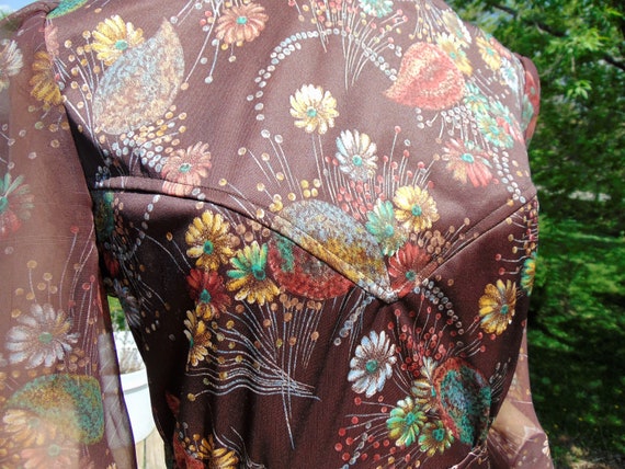 Vtg 70s Boho Hippie Gypsy Angel Sleeve Maxi Dress… - image 6